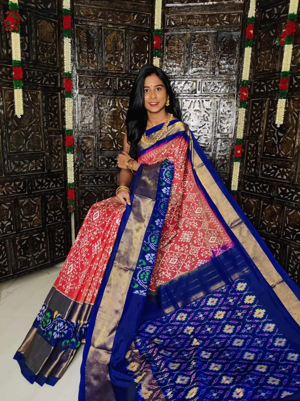 Premium Dola Silk Saree with Pochampally Ikkat Design