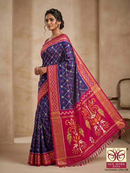 Royal Patola Silk Saree with Red Pallu