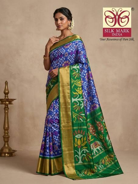 Handwoven Ikkat Style Mysore Soft Silk Saree