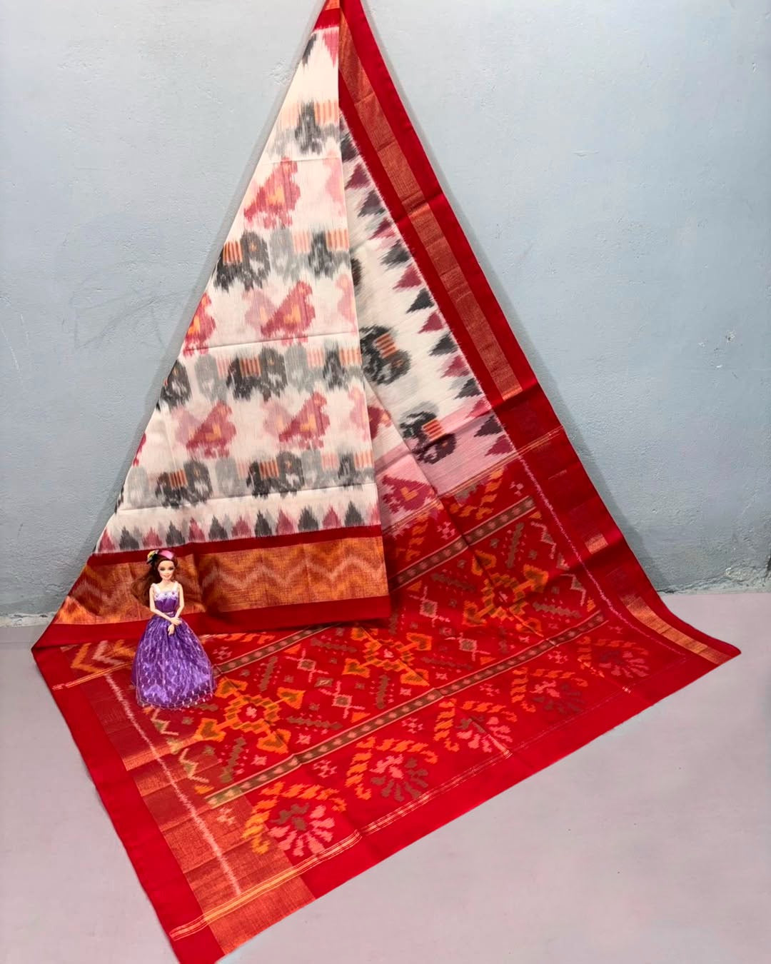 Designer Twill Ikkat Weave Patola Silk Saree