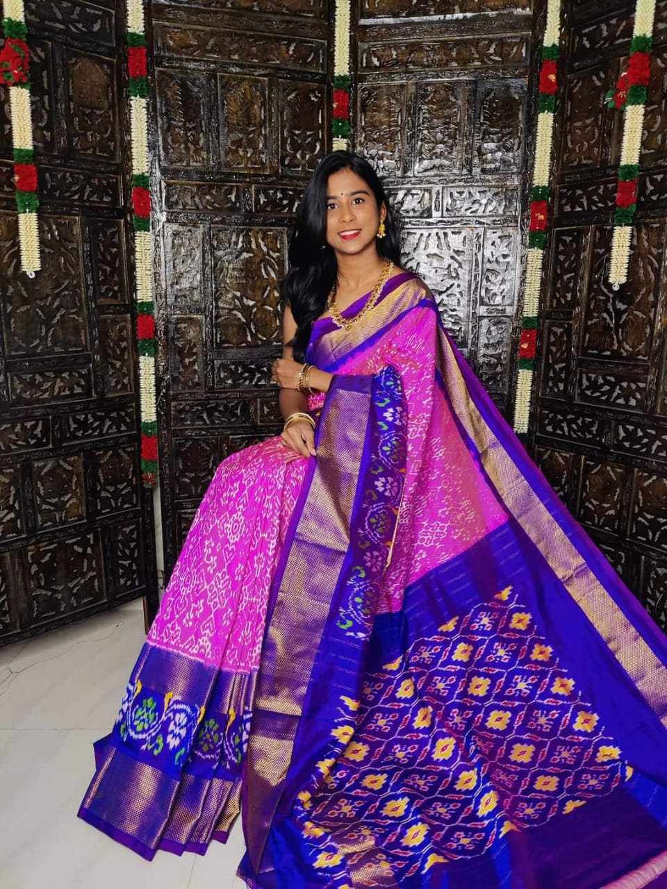 Traditional Pochampally Ikkat Inspired Silk Saree