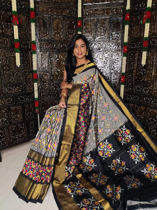 Patola Style Pochampally Ikkat Dola Silk Saree
