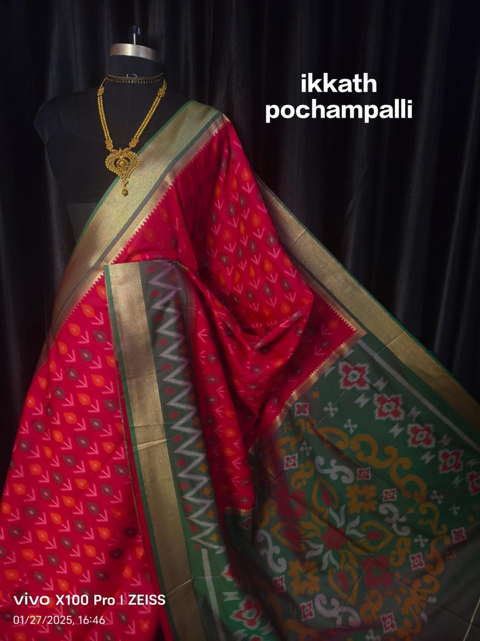 Pure Pattu Silk Saree with Pochampally Ikkat Weave