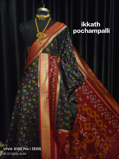 Premium Pochampally Ikkat Pattu Silk Saree