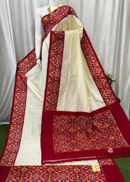 Multicolor Pochampally Designer Printed Dola Silk Saree
