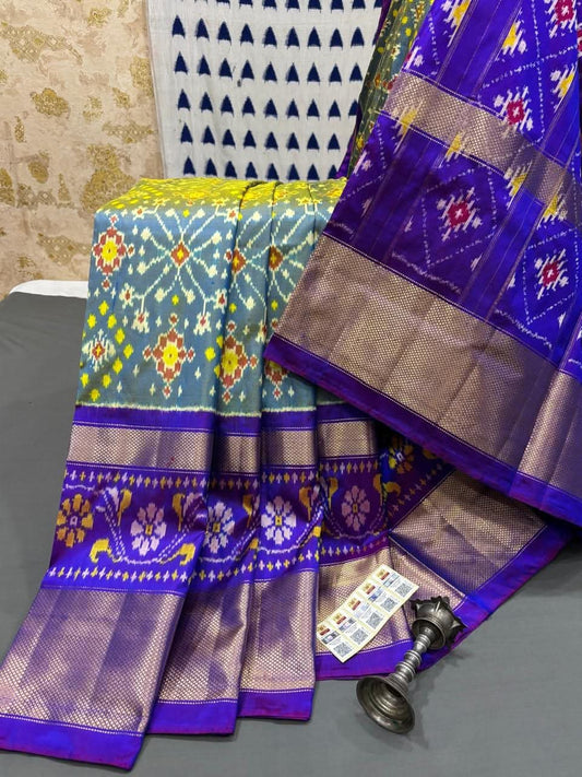 Printed Pochampally Dola Silk Saree with Blouse Piece