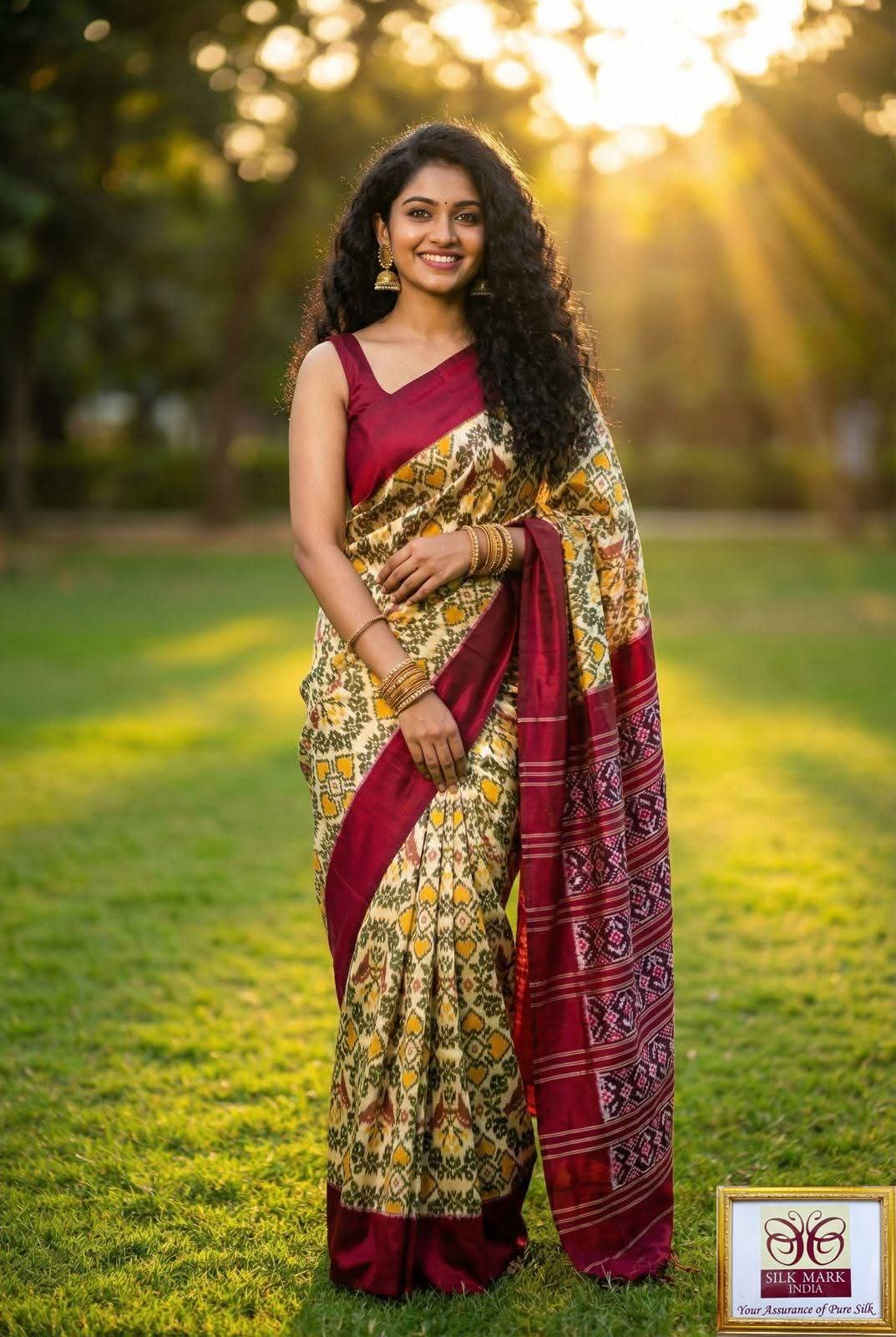 Classic Printed Pochampally Dola Silk Saree