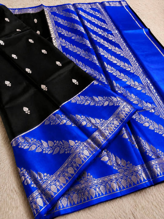 Black and Blue Jacquard Saree