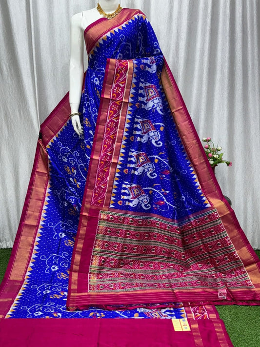 Solid Handloom Saree with Temple Border and Mandala Pallu