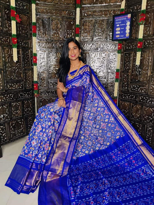 Handcrafted Solid Body Saree with Serrated Temple Border