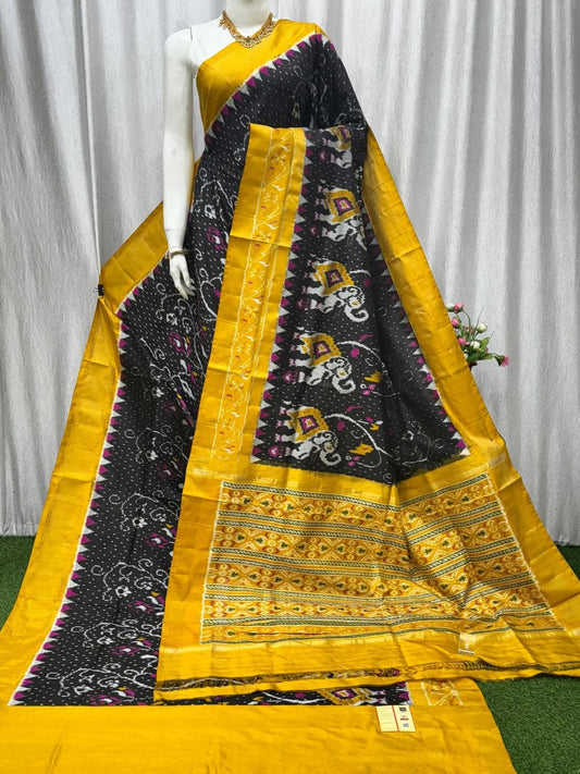 Handloom Ikat Saree with Circular Mandala Motif Pallu