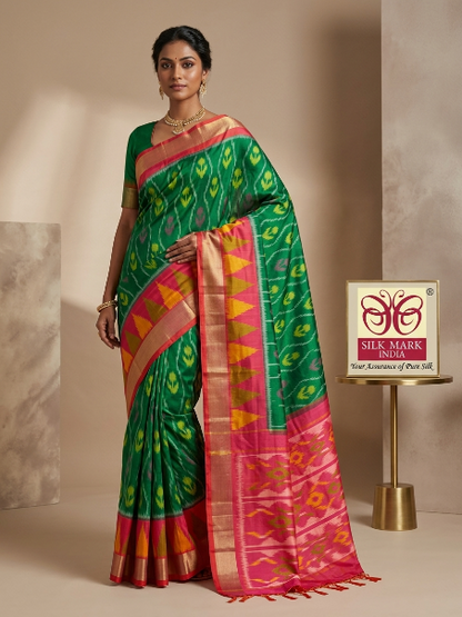 Designer Twill Ikkat & Dola Silk Saree