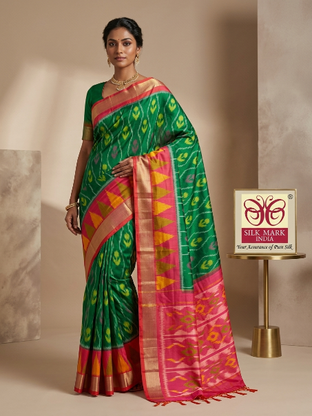 Designer Twill Ikkat & Dola Silk Saree
