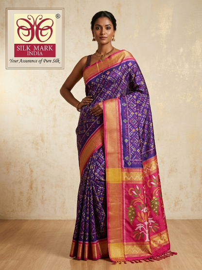 Royal Patola Silk Saree with Red Pallu
