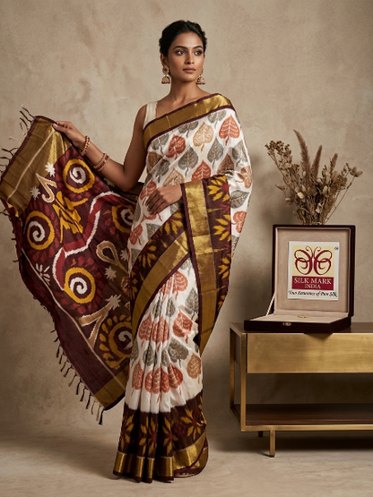 Designer Pochampally Dola Silk Saree with Blouse Piece
