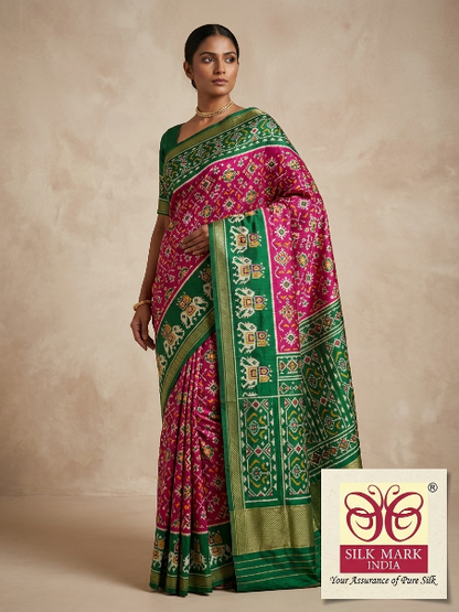 Contemporary Pochampally Dola Silk Saree with Blouse
