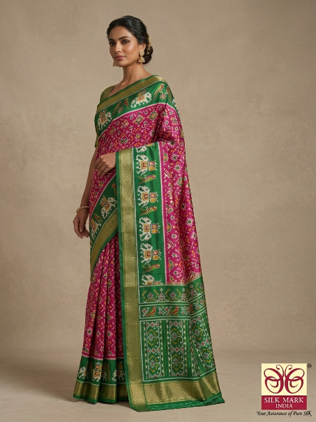 Contemporary Pochampally Dola Silk Saree with Blouse