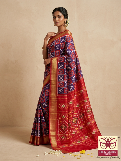 Ethnic Pochampally Dola Silk Saree with Blouse