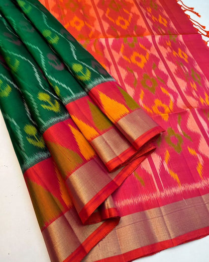 Designer Twill Ikkat & Dola Silk Saree