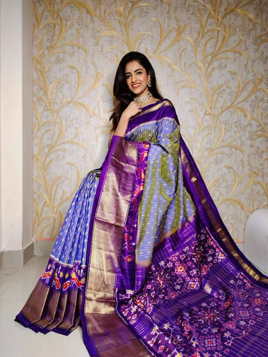 Soft Silk Handloom Saree with Ikkat Prints