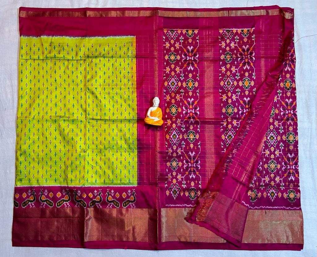 Designer Twill Weave Ikkat Dola Silk Saree